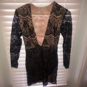 Black lace mini sexy cocktail dress
